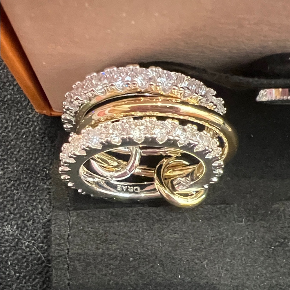 Dazzling Gold and Silver Ring with Crystal Accents